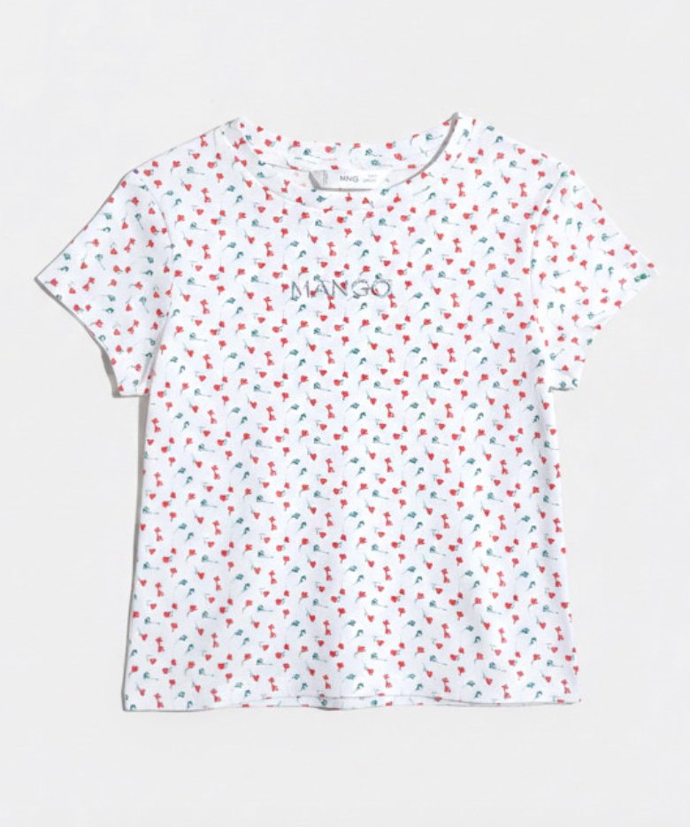 Girls Floral Printed Pure Cotton T-shirt