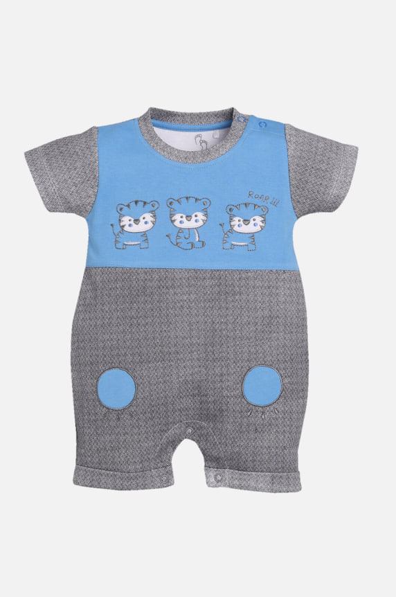 Infant Kids Grey & Blue Colourblocked Romper
