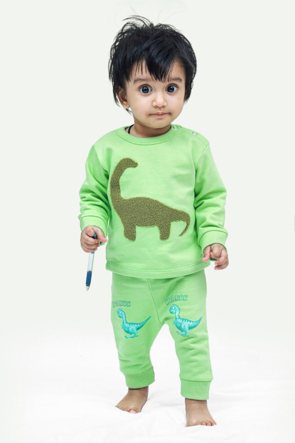 Infants Cotton Fleece T-Shirt with Trousers