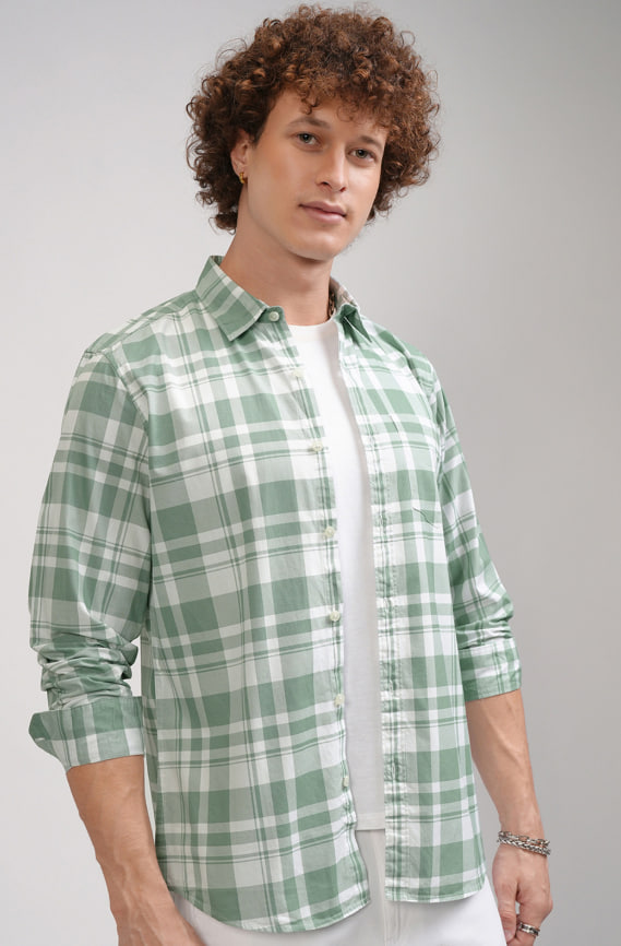 Men Dusty Checked Slim Fit Shirt