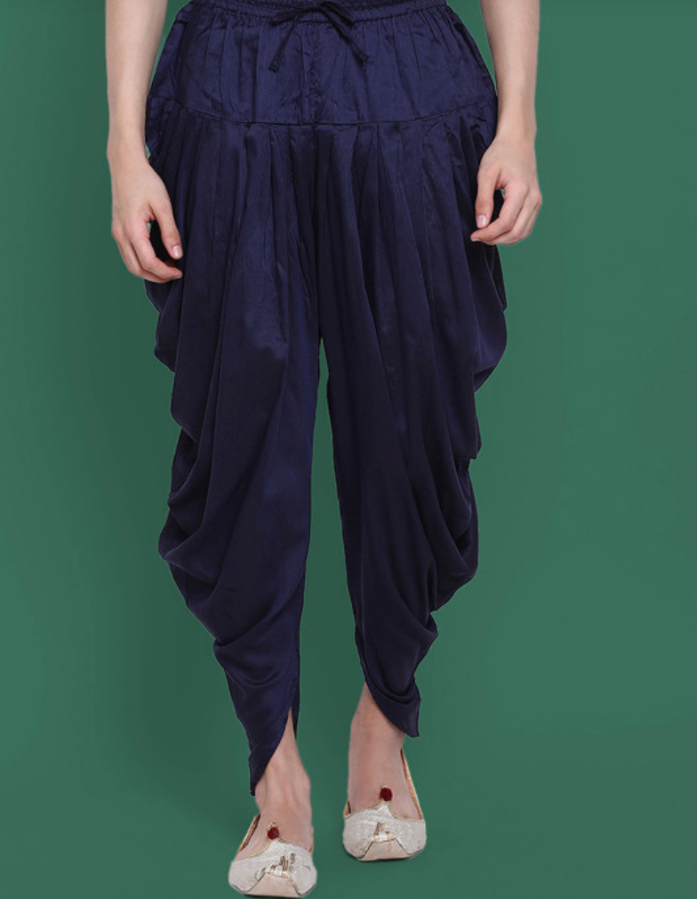 Men Gathered Art Silk Dhoti Pants
