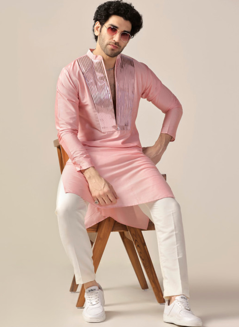 Men Tape Work Embellished Zari Regular Fit Kurta