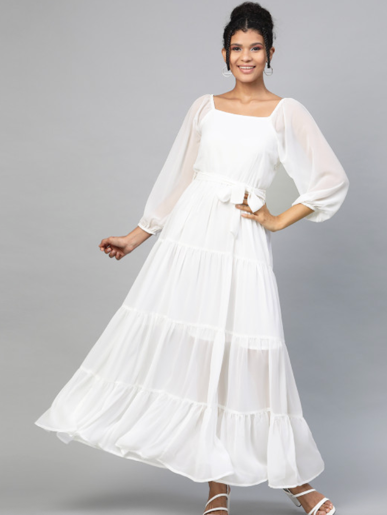 White Tiered Maxi Dress